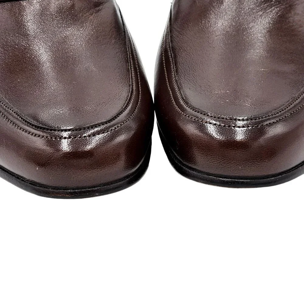 NEW Vintage Bally Men's size 6.5E Brown Calfskin Leather Dress Shoes Bit Loafers - Picture 14 of 15